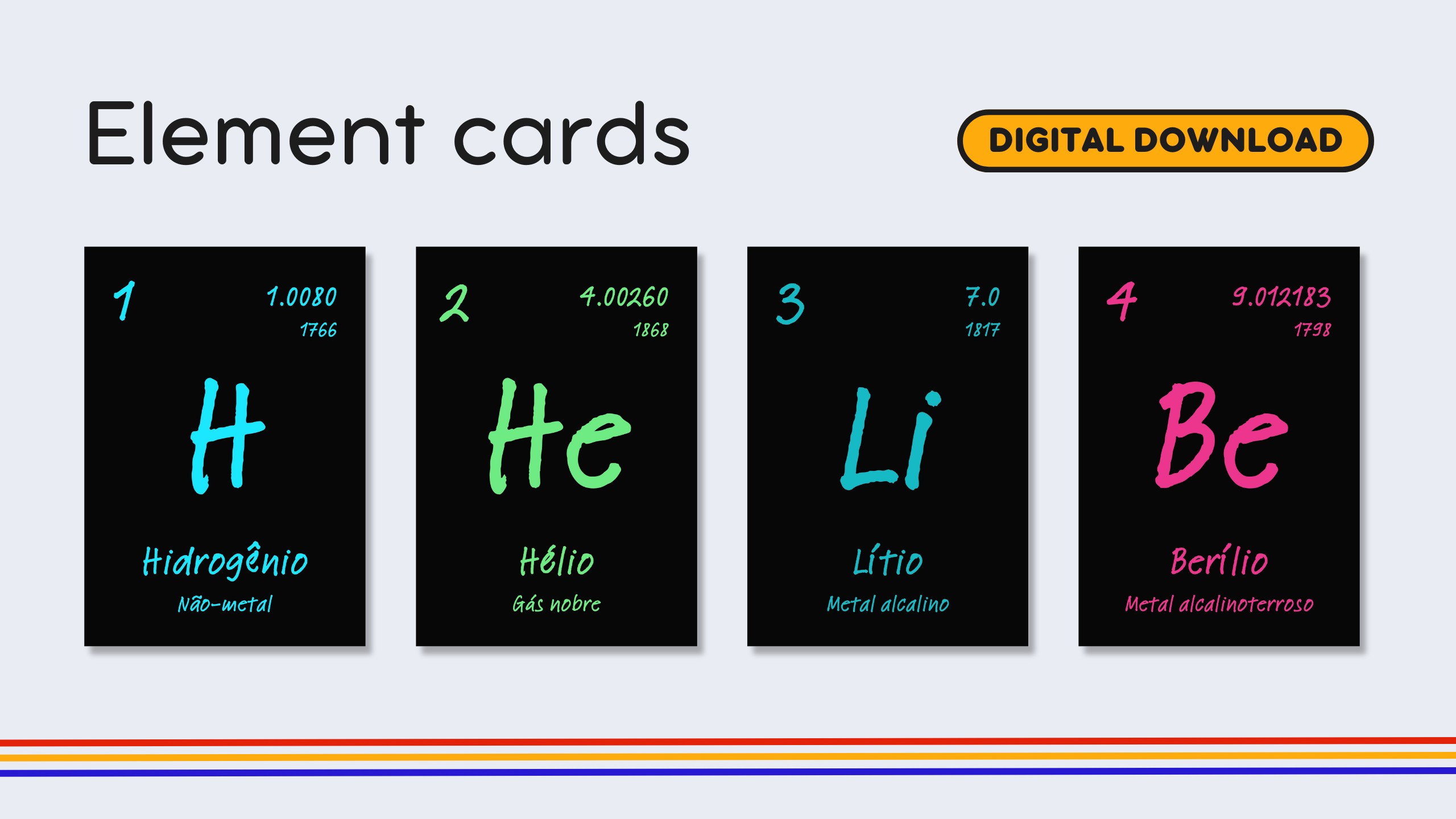 Portuguese Dark Mode Periodic Table Flashcards