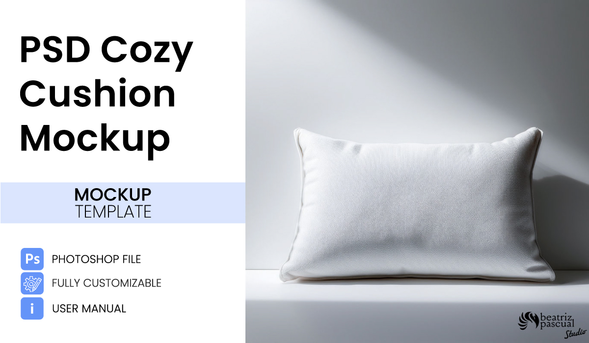 Minimalist White Cozy Cushion Mockup