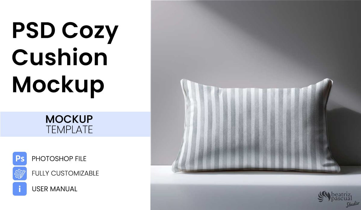Minimalist White Cozy Cushion Mockup