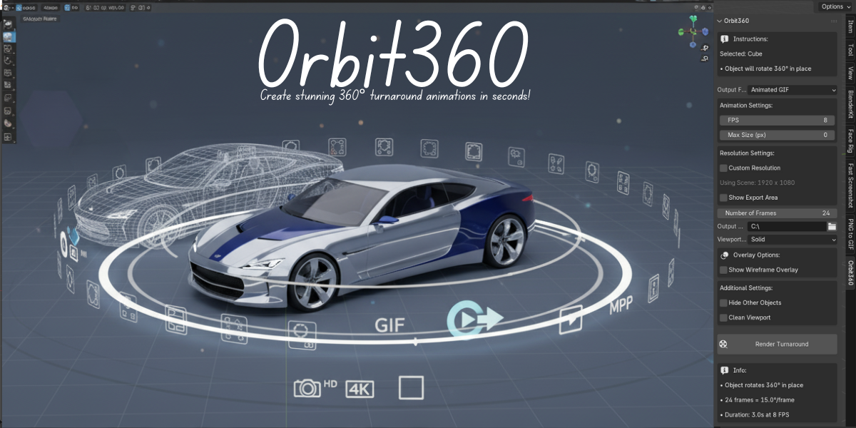 Orbit360 - One Click Turnaround Animation Export