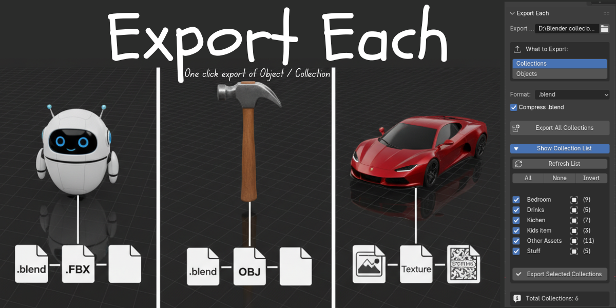 Export Each — One-Click Object/Collection Export 