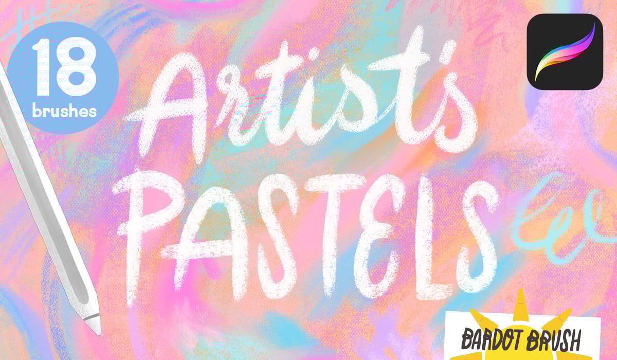 Artist's Pastels - 18 Smudgy, Blendy Procreate Brushes