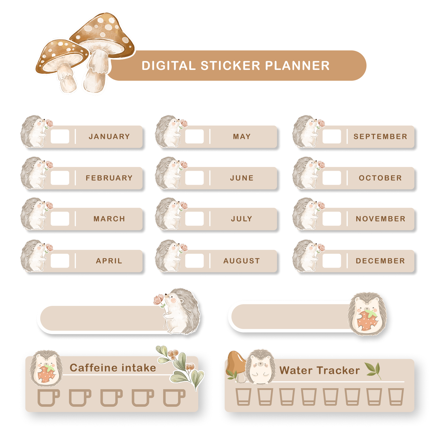 Hedgehog stickers set planner