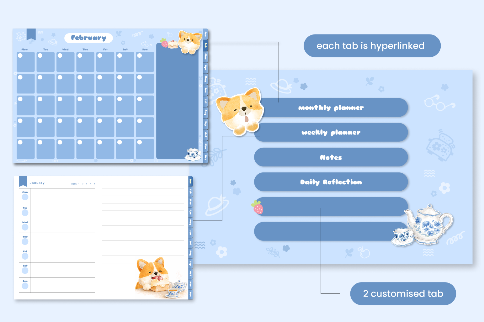 Shiba Inu Goodnotes Digital planner with hyperlink