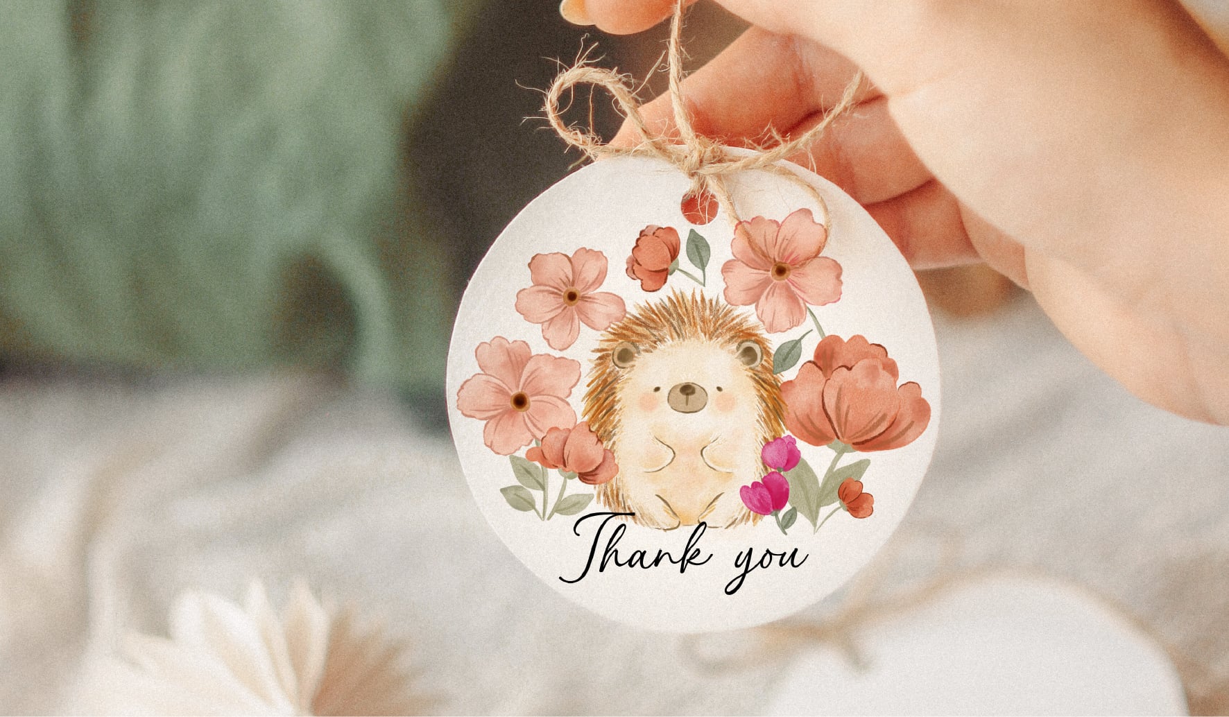 watercolour flower cute hedgehog