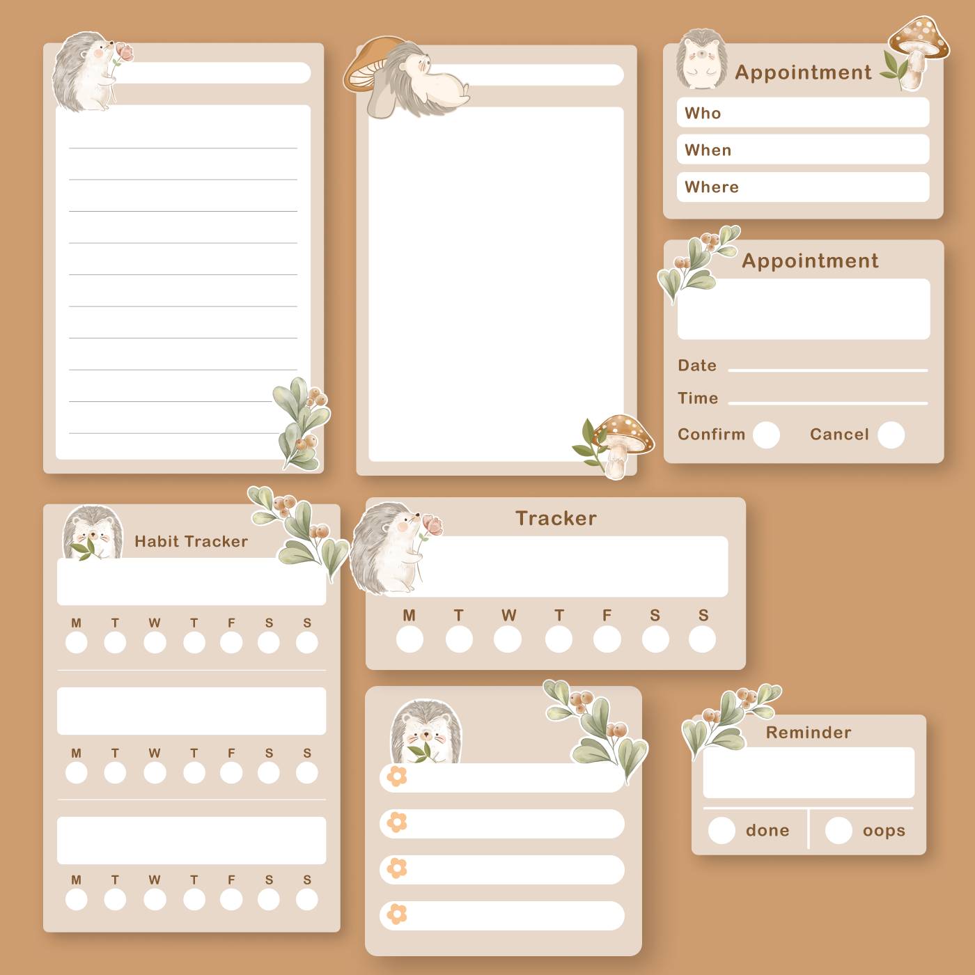 Hedgehog stickers set planner