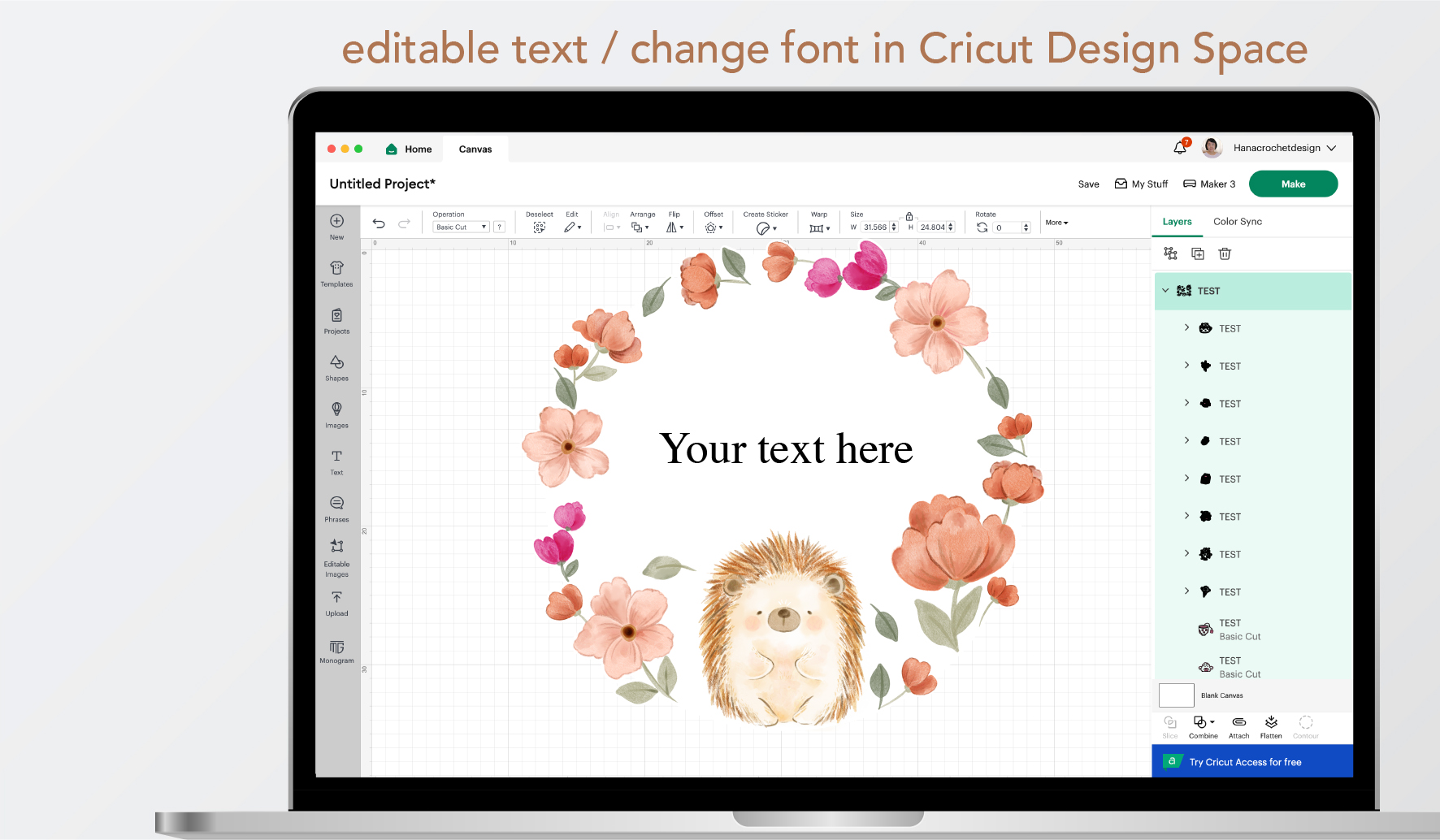 watercolour flower cute hedgehog