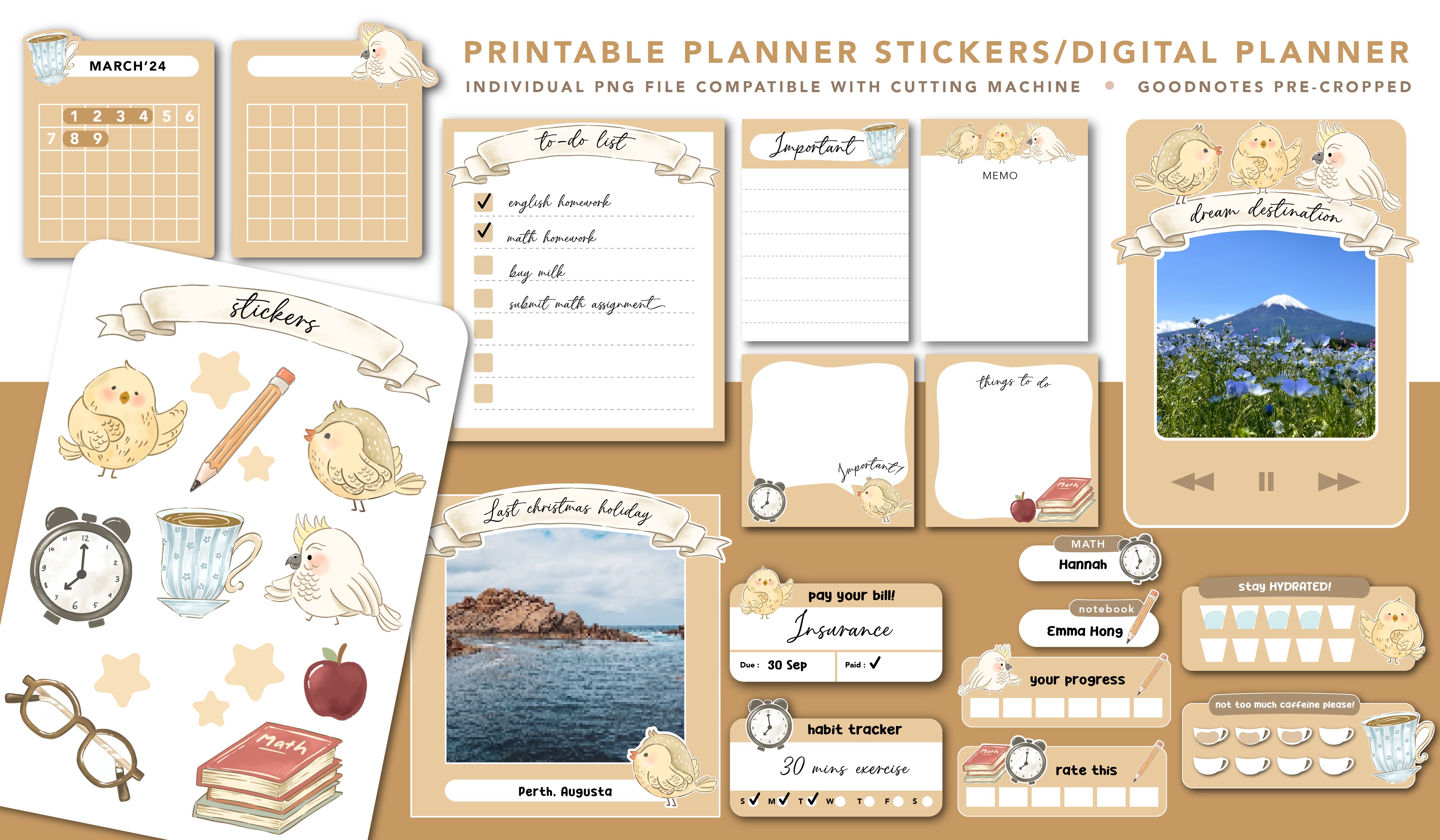PNG / digital stickers for good notes / Cutting machine