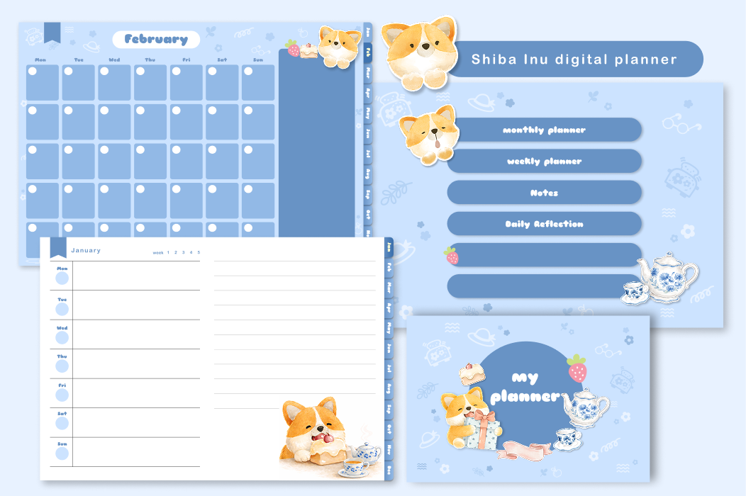 Shiba Inu Goodnotes Digital planner with hyperlink