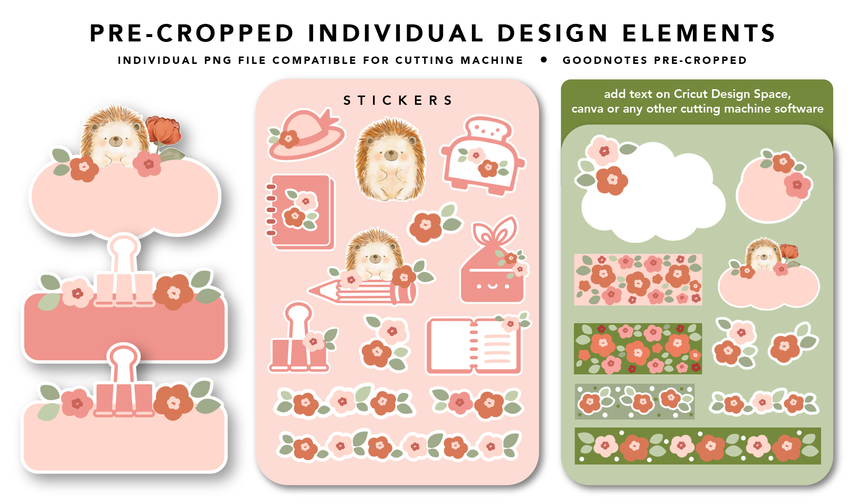 hedgehog digital back to school stickers