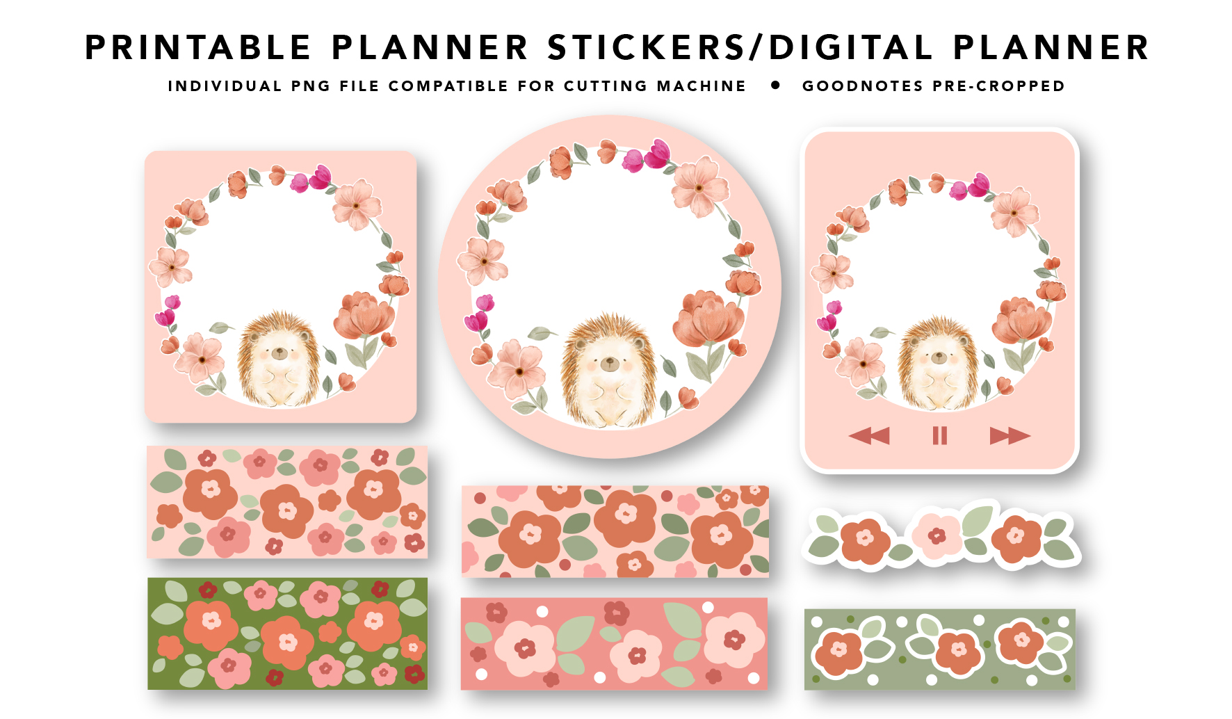 hedgehog digital back to school stickers