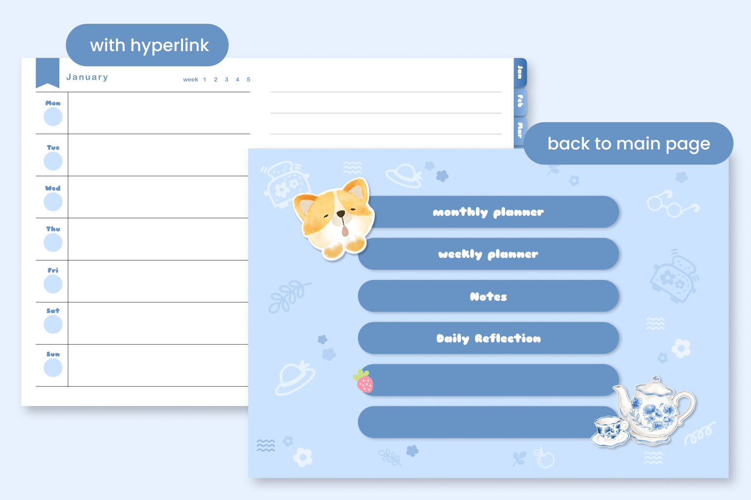 Shiba Inu Goodnotes Digital planner with hyperlink