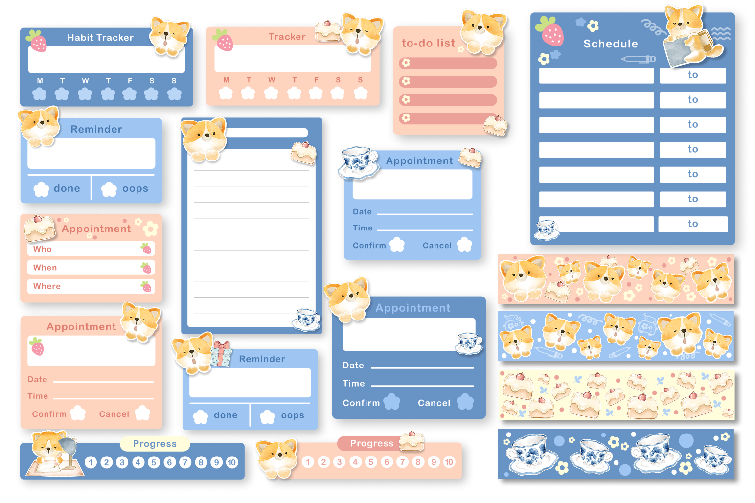 Shiba Inu digital sticker planner for goodnotes