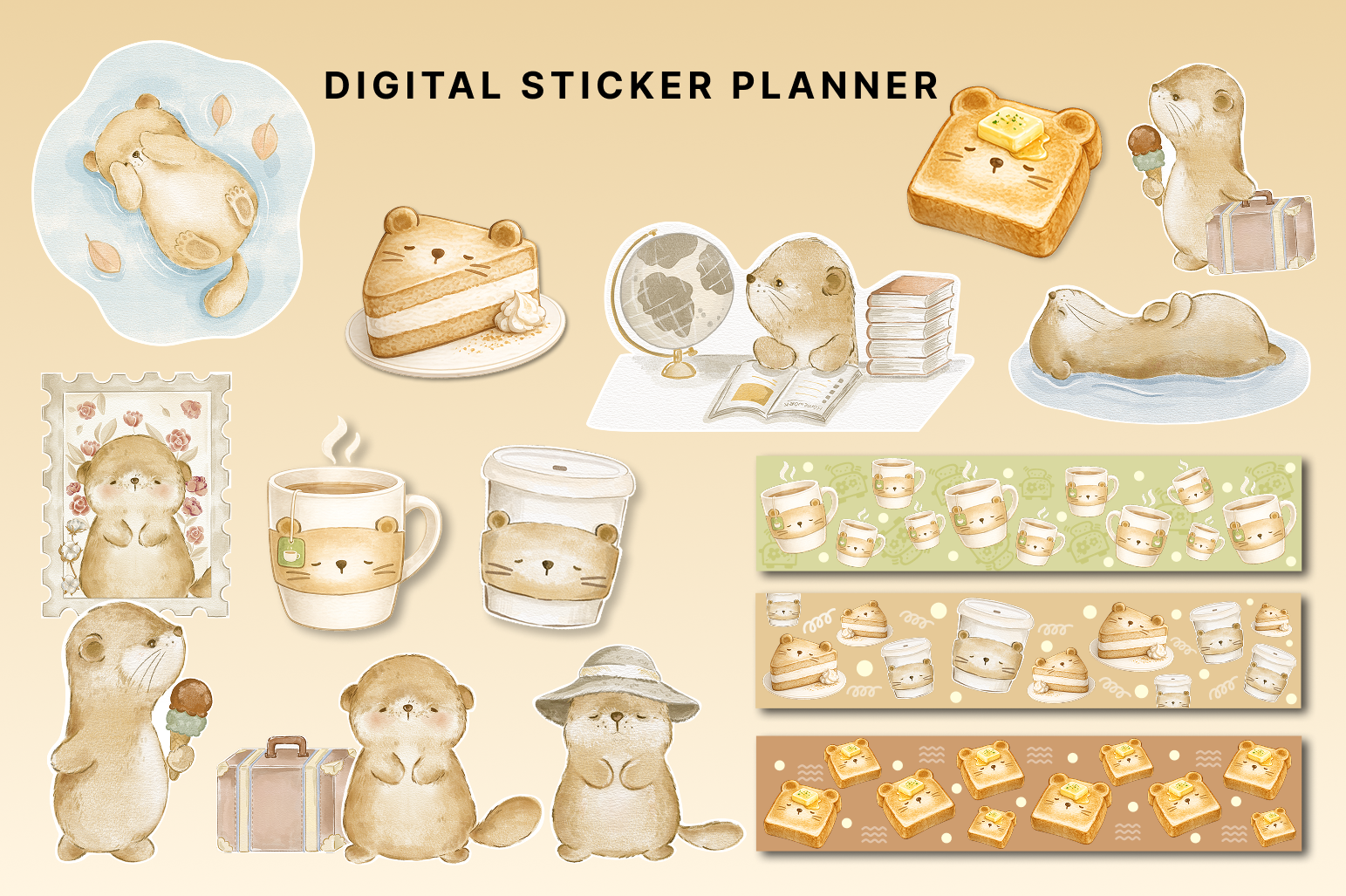 Cute Bear Coffee Planner Stickers | Kawaii Digital