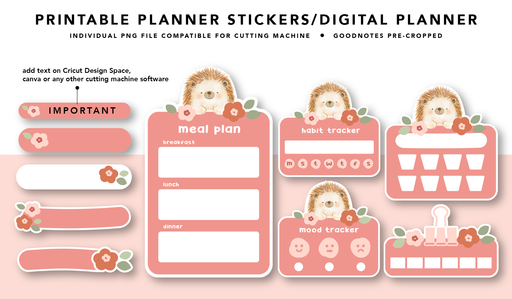 hedgehog digital back to school stickers