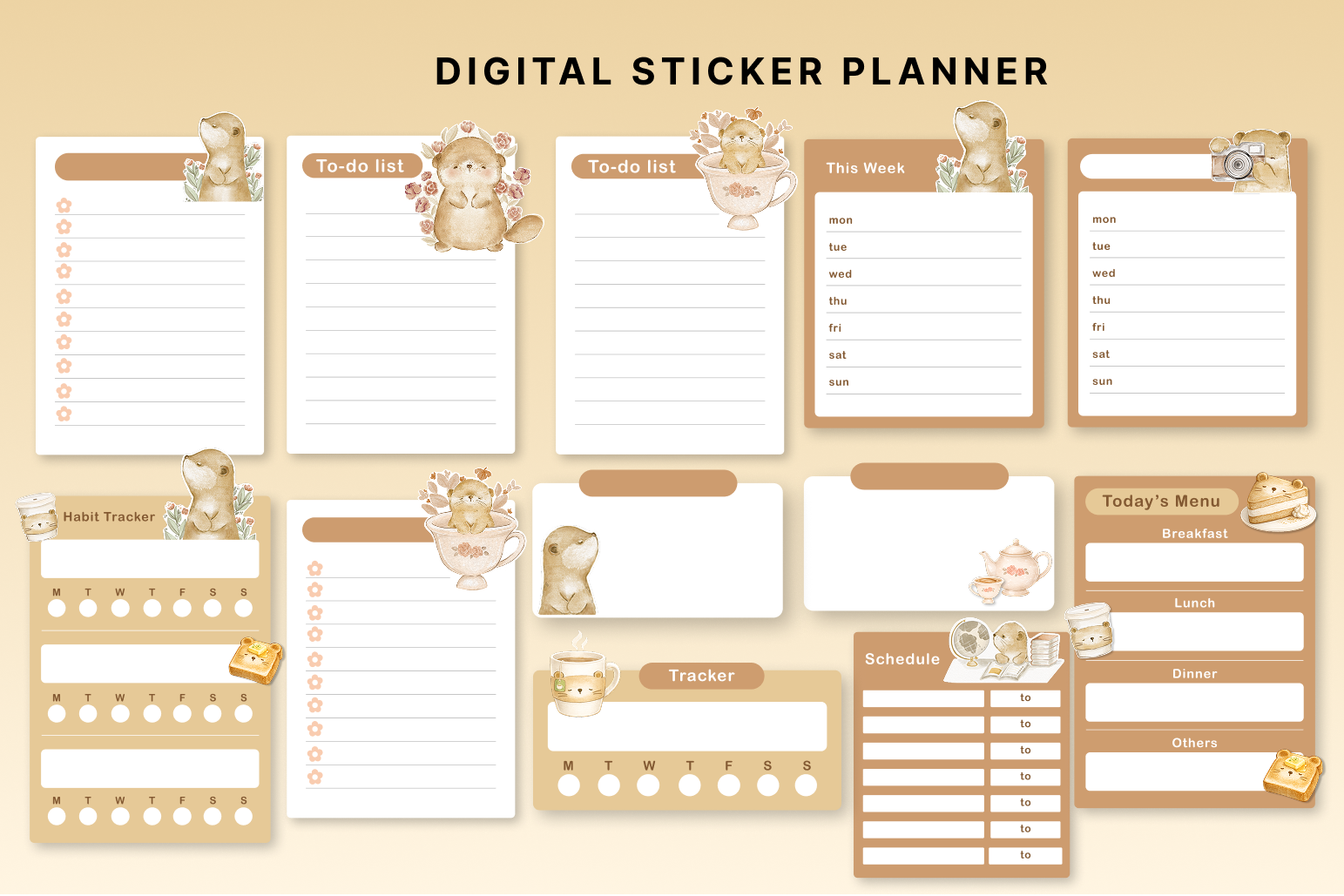 Cute Bear Coffee Planner Stickers | Kawaii Digital