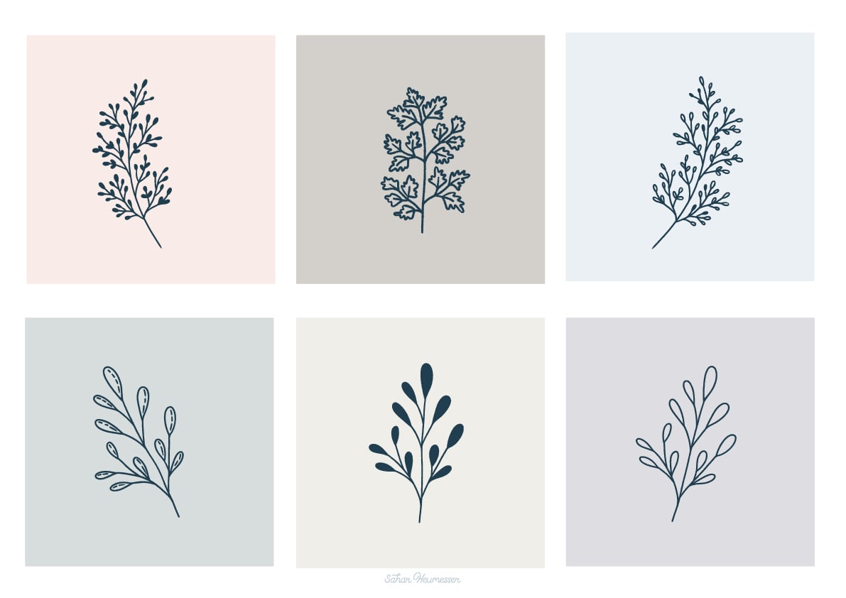 120 Hand Drawn Botanical Clip Art, Rustic Floral
