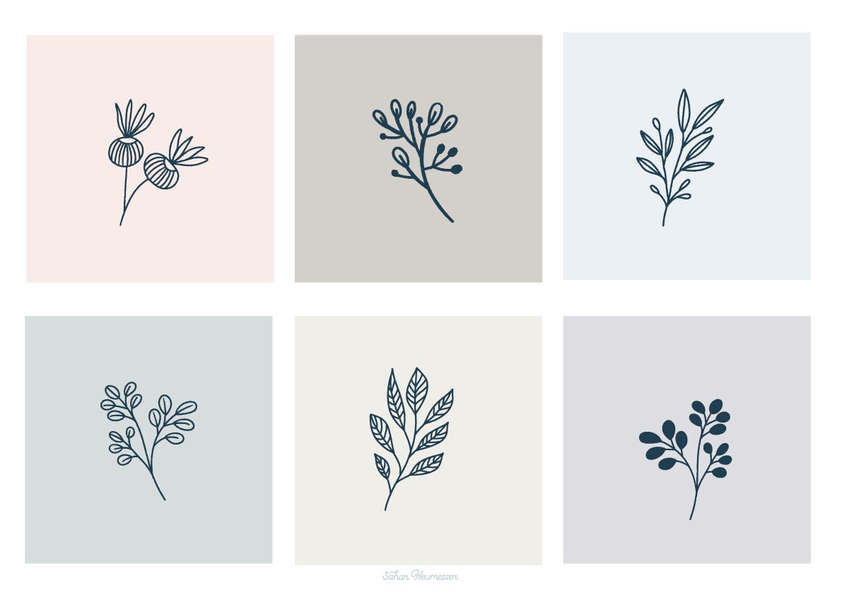 120 Hand Drawn Botanical Clip Art, Rustic Floral
