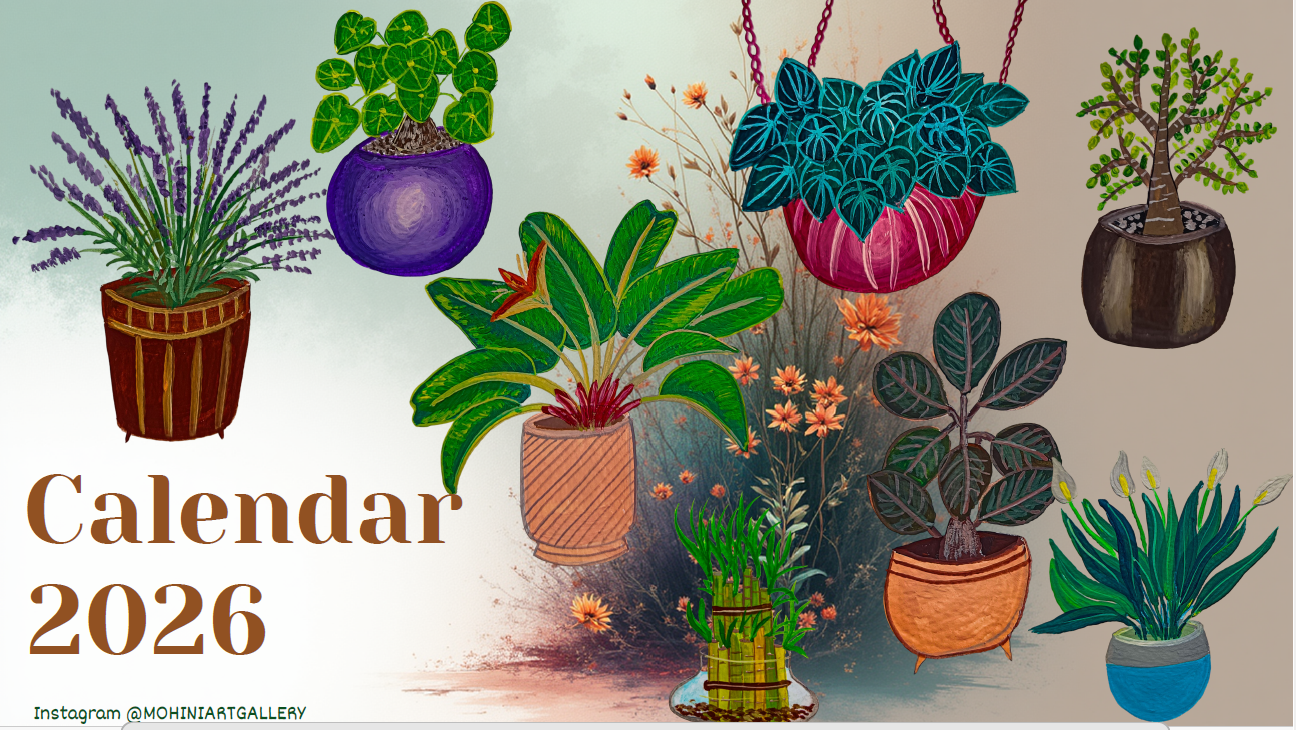 Printable Desk Calendar 2026 - Indoor Plants