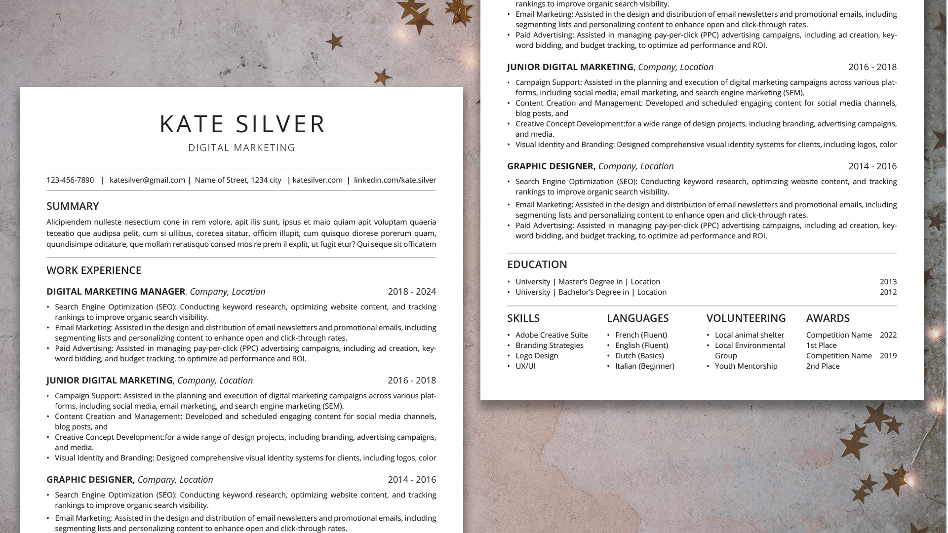 Resume Template / CV - Adobe InDesign & Illustrator - Minimalist