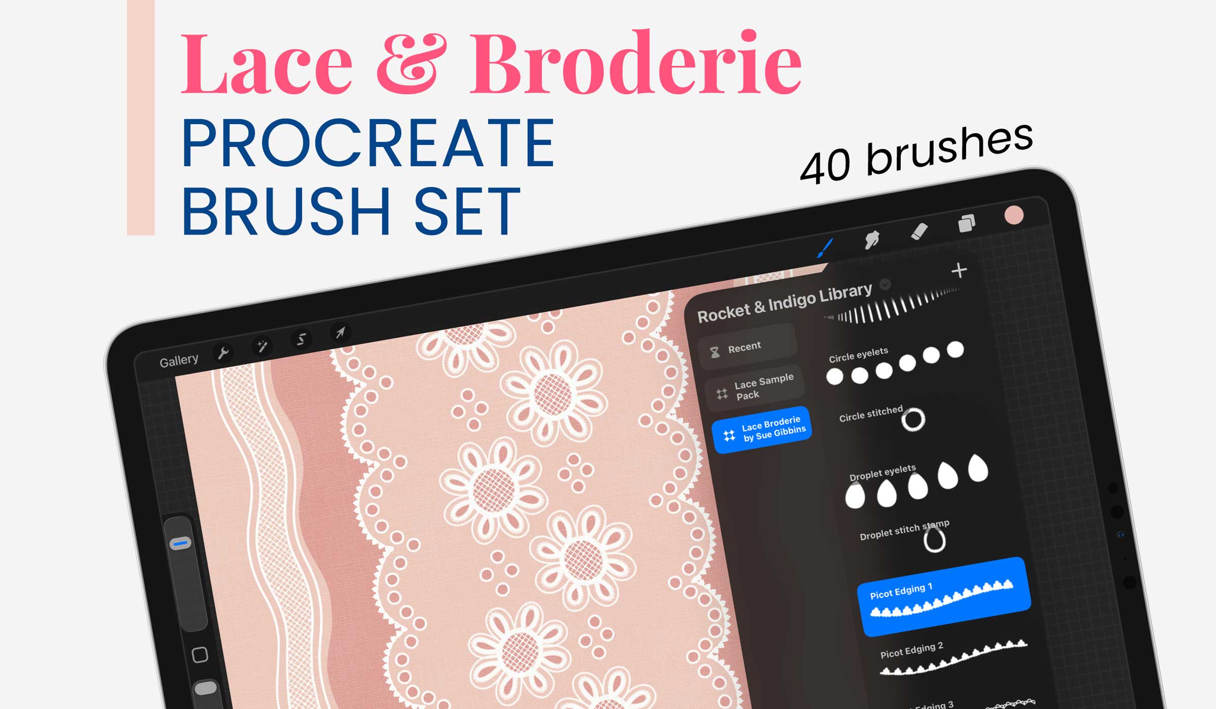 Lace & Broderie Brushes for Procreate