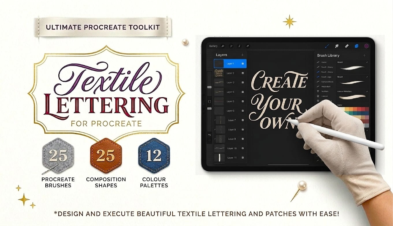 Best Procreate Textile Lettering Brushes Toolkit
