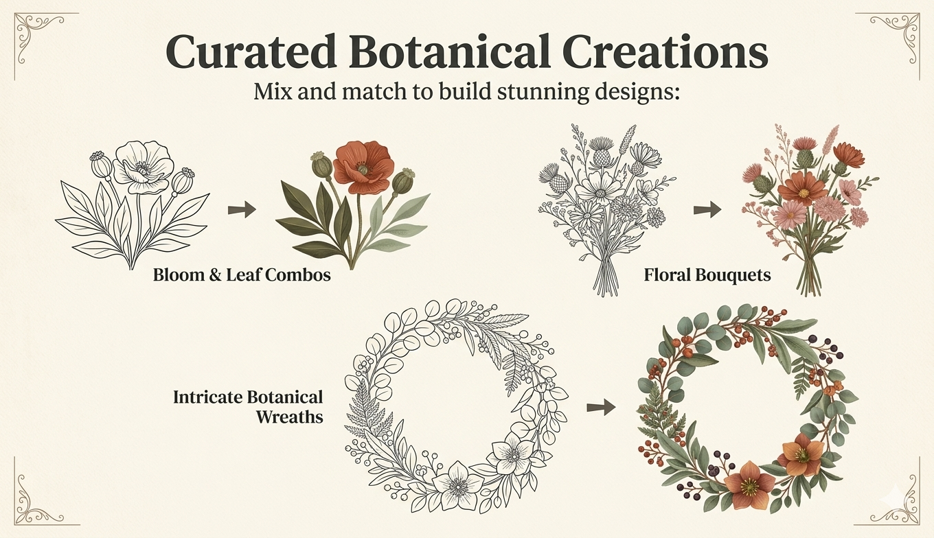 77+ Botanical Procreate Brushes and Floral Kit