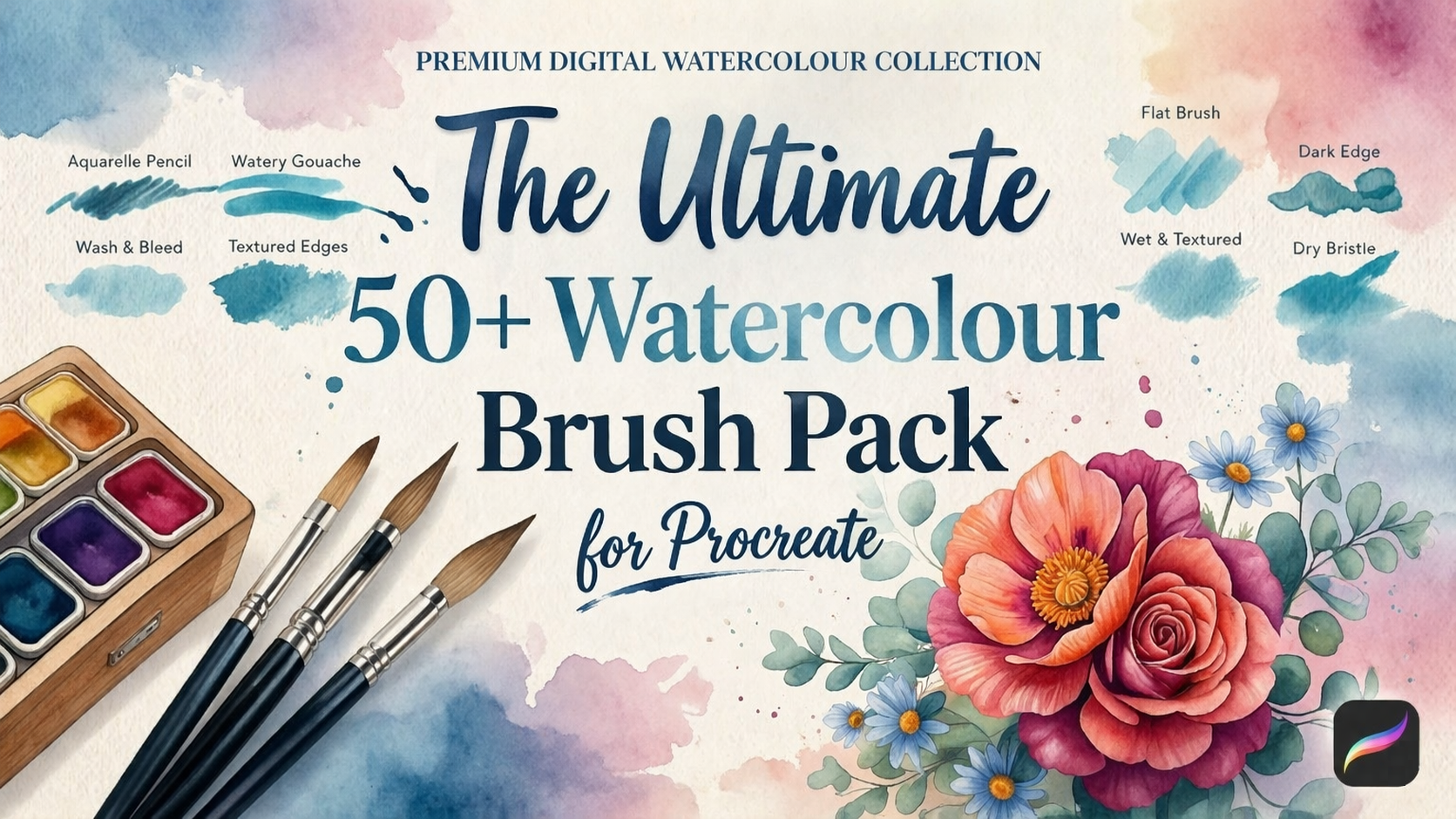 Ultimate 50+ Watercolour Brushes for Procreate