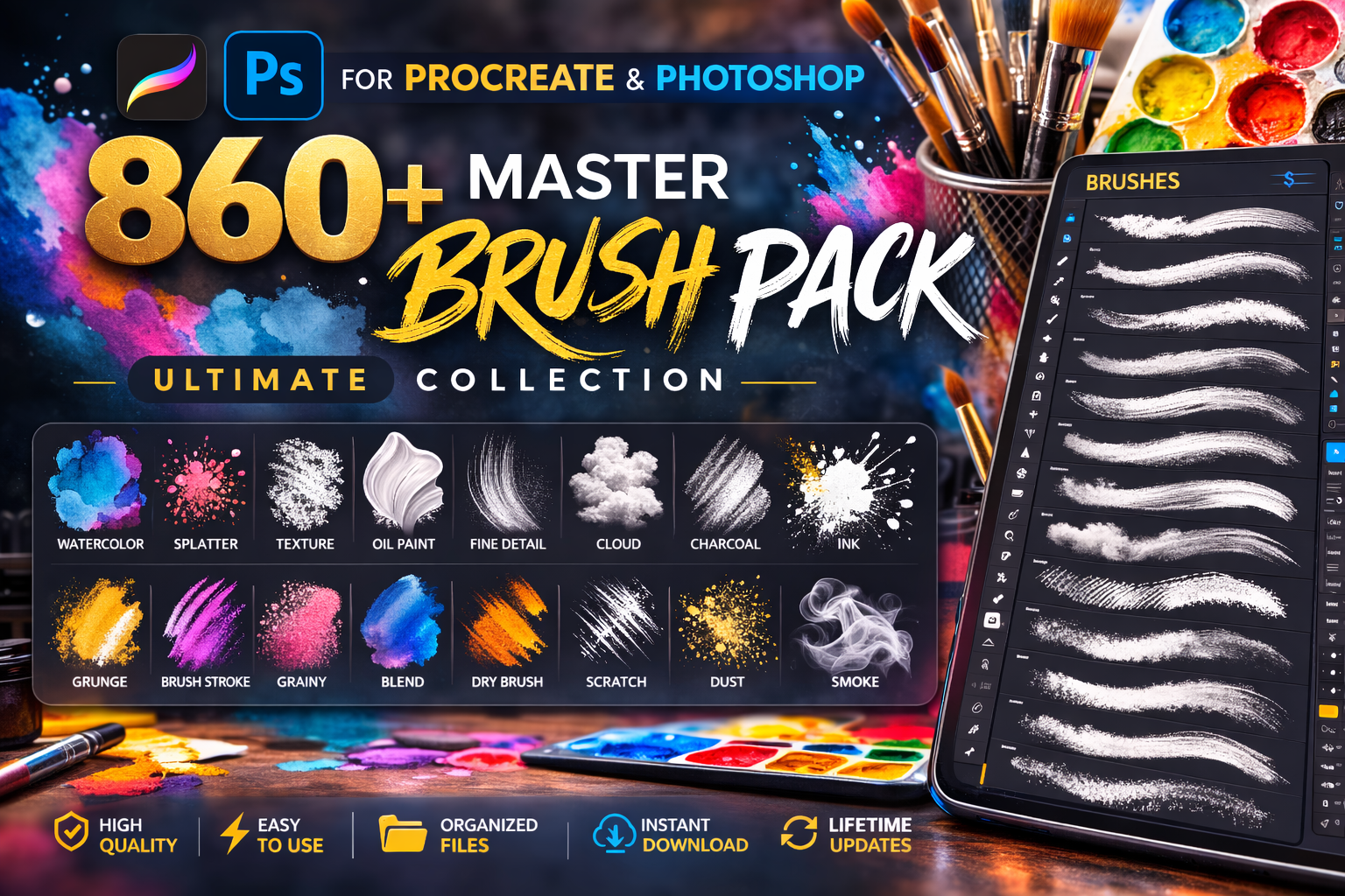 860 Procreate and Photoshop Master Brush Pack