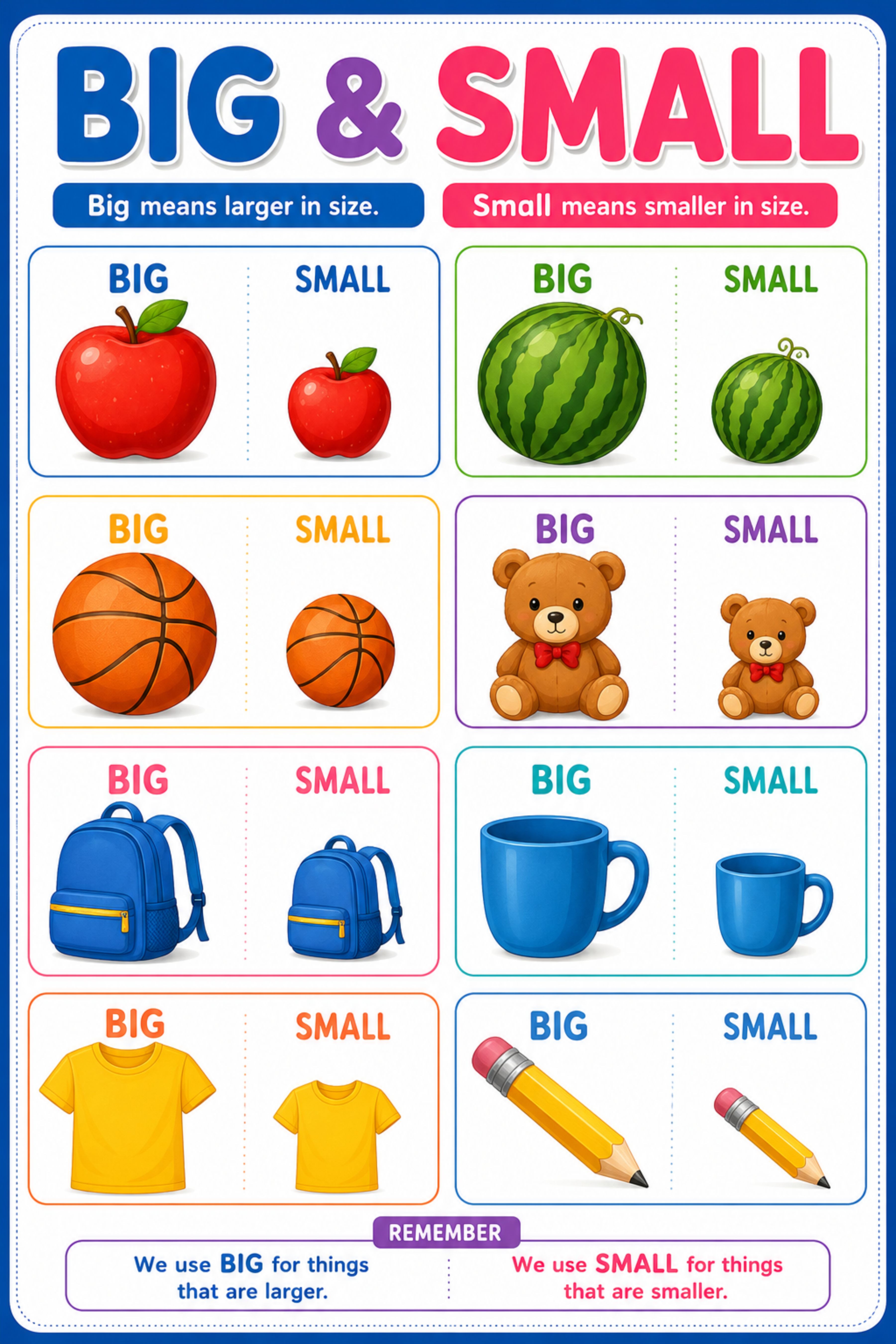 A Big and Small Poster for Kids Learning |