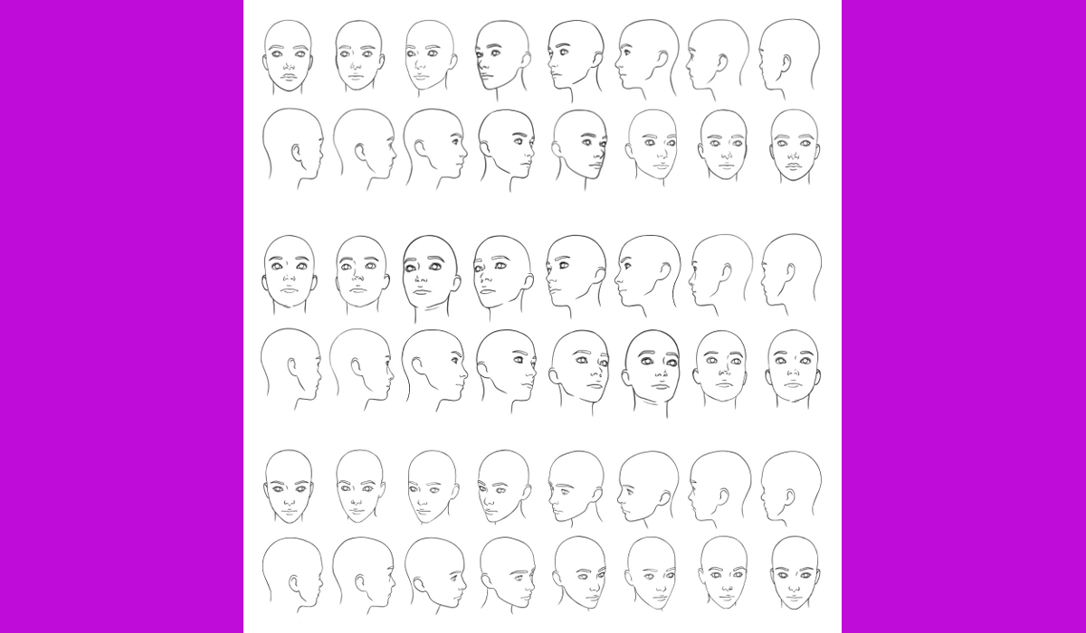 45 Head Poses Brush Pack for Procreate