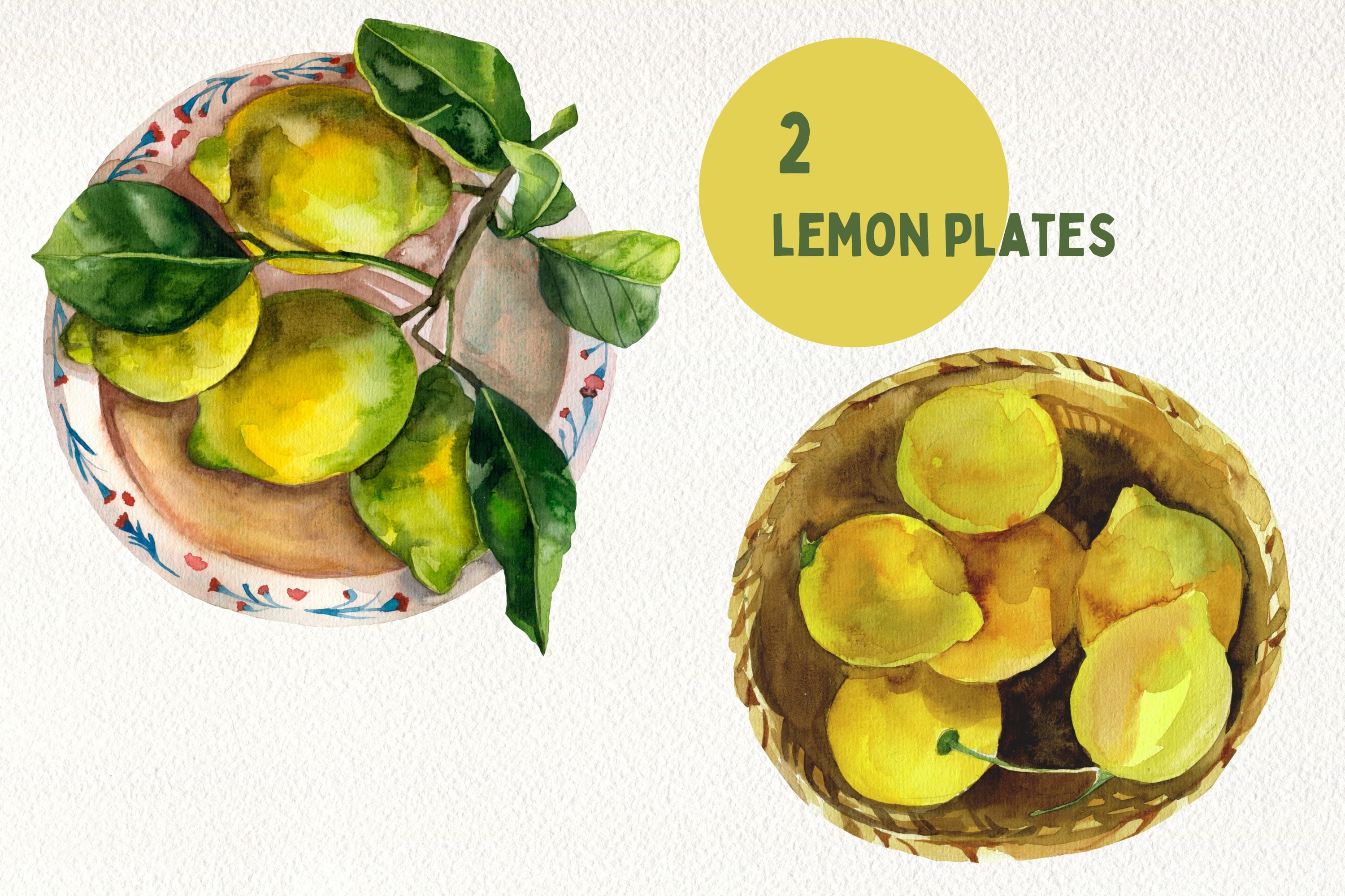 Watercolor Juicy Hand-Painted Lemons Clipart