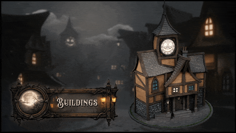 3DT Haunted Village Modular Kitbash Pack for Blend