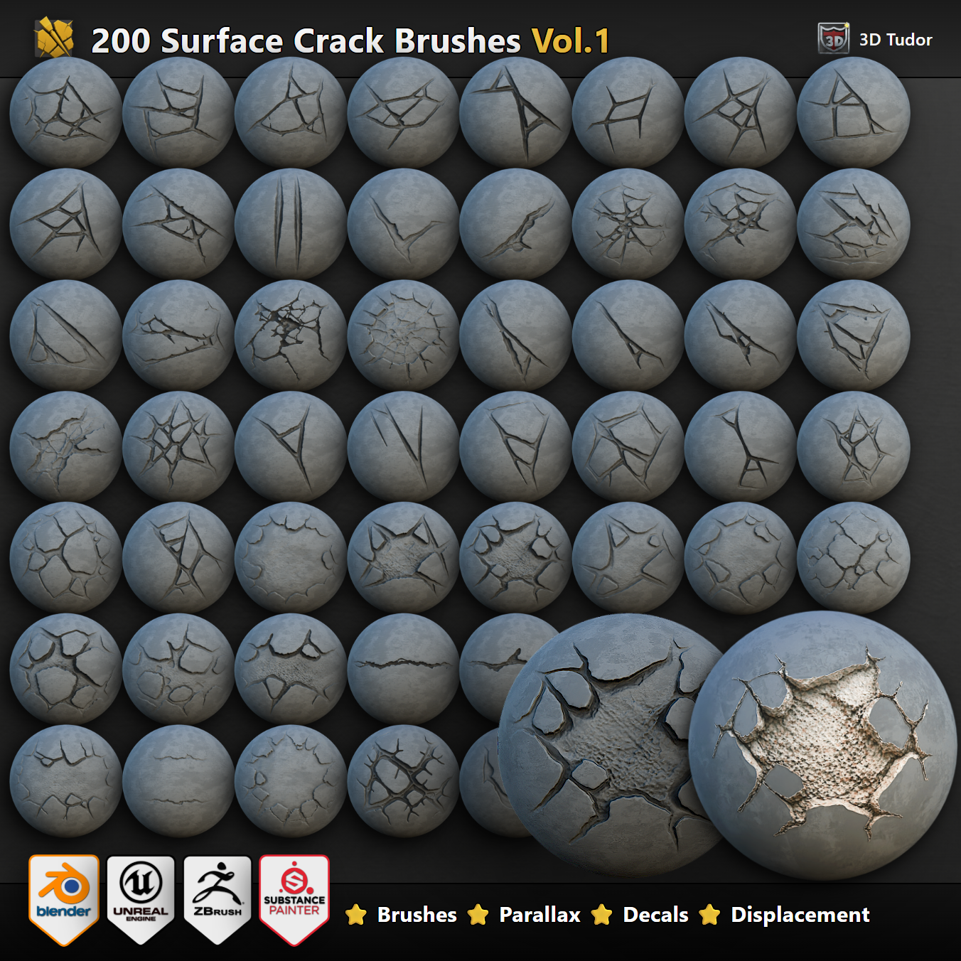 3DT Surface Crack Brush Pack