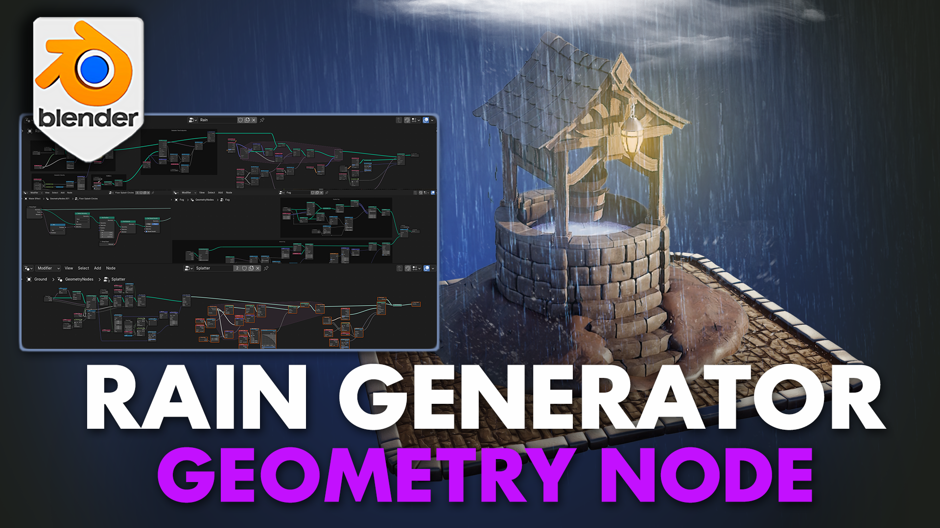 Blender 4 Procedural Rain Geometry Node Pack