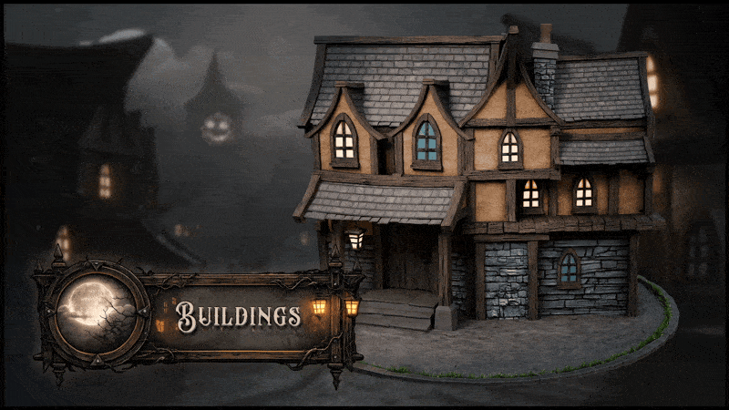 3DT Haunted Village Modular Kitbash Pack for Blend