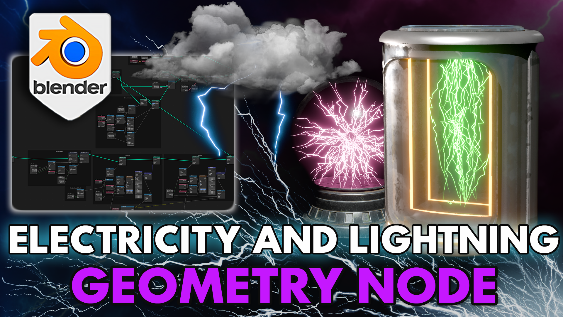 Blender Lightning Geometry Node by 3D Tudor 