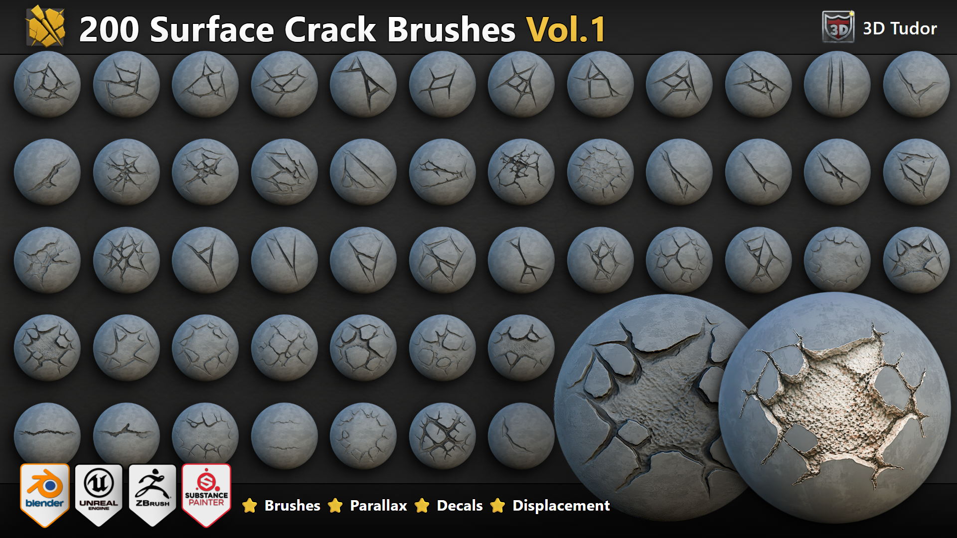3DT Surface Crack Brush Pack