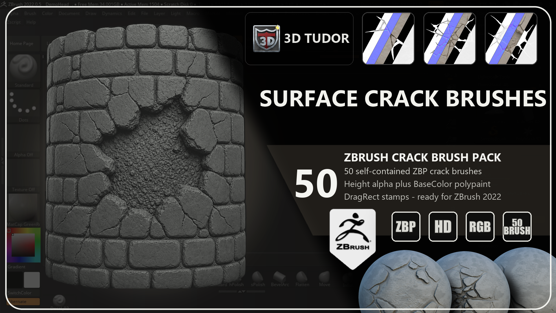 3DT Surface Crack Brush Pack