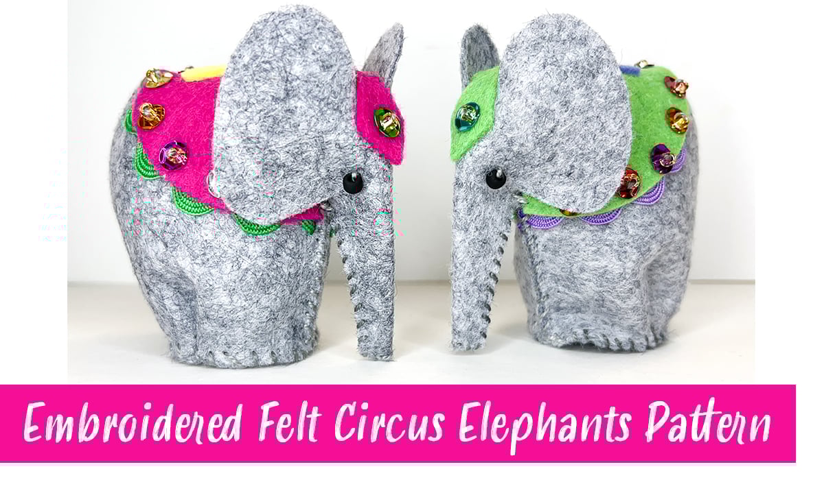 Embroidered Circus Elephants Pattern