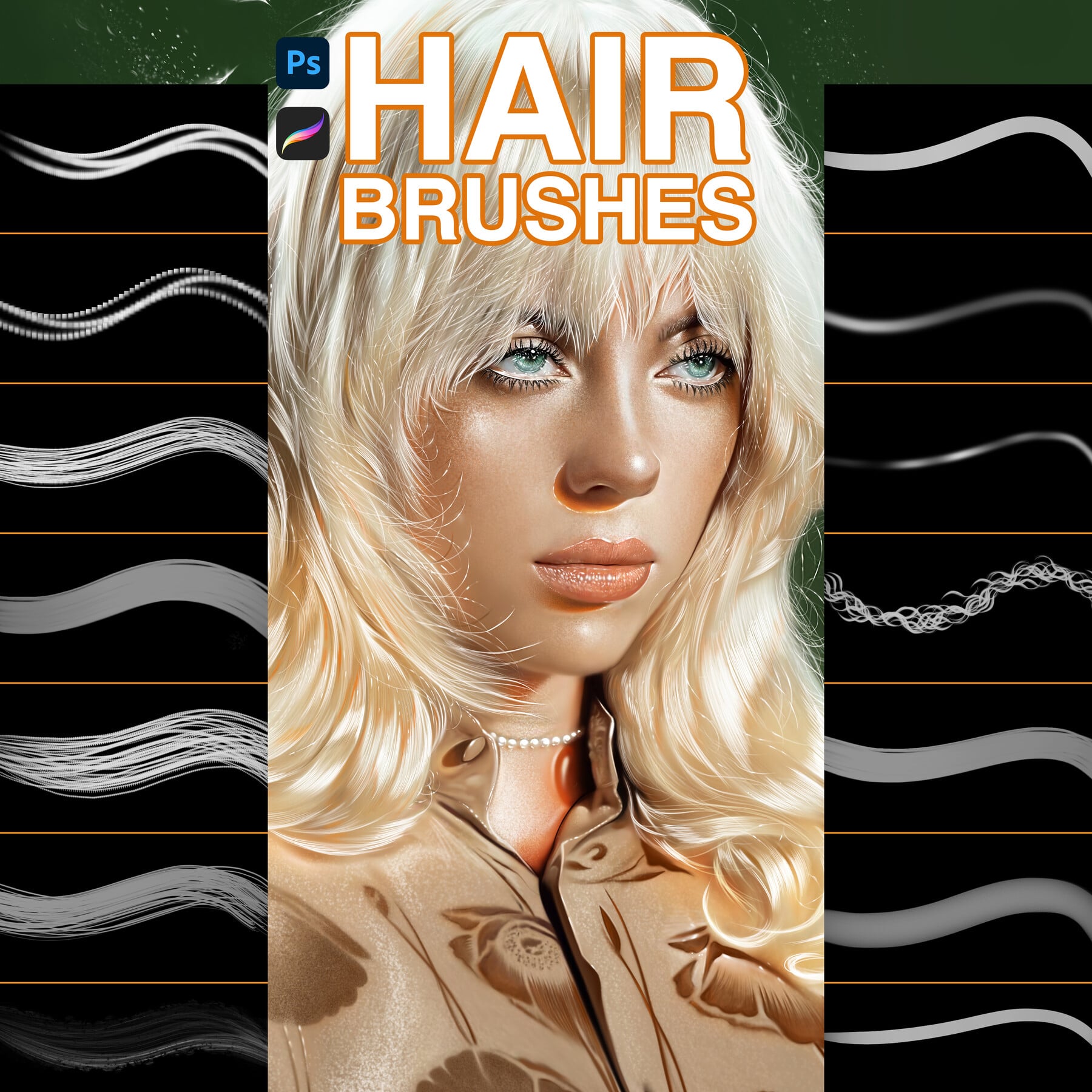 Hair Brushes for Photoshop and Procreate