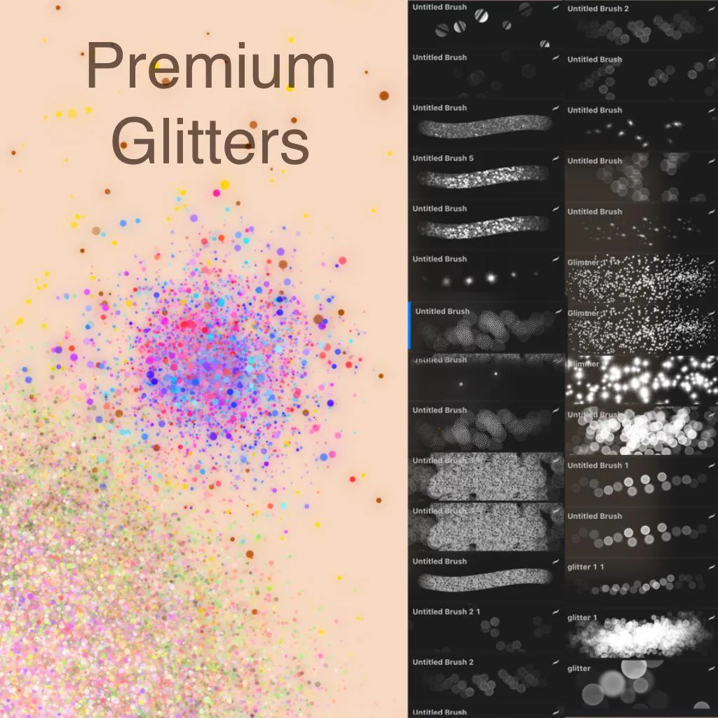 Procreate Glitter Brushes: 28 Sparkle Stamps