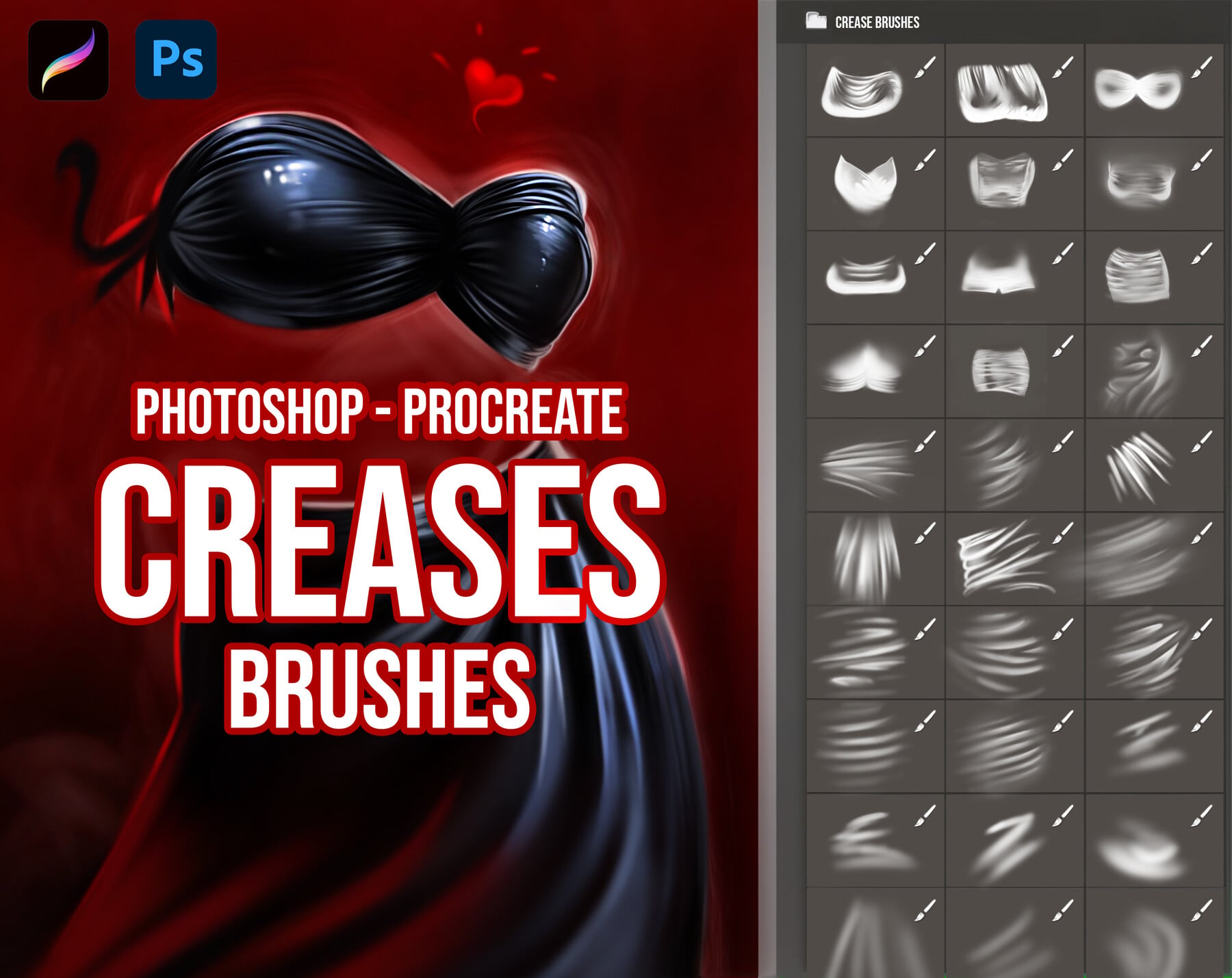 Creases Brushes for Photoshop and Procreate