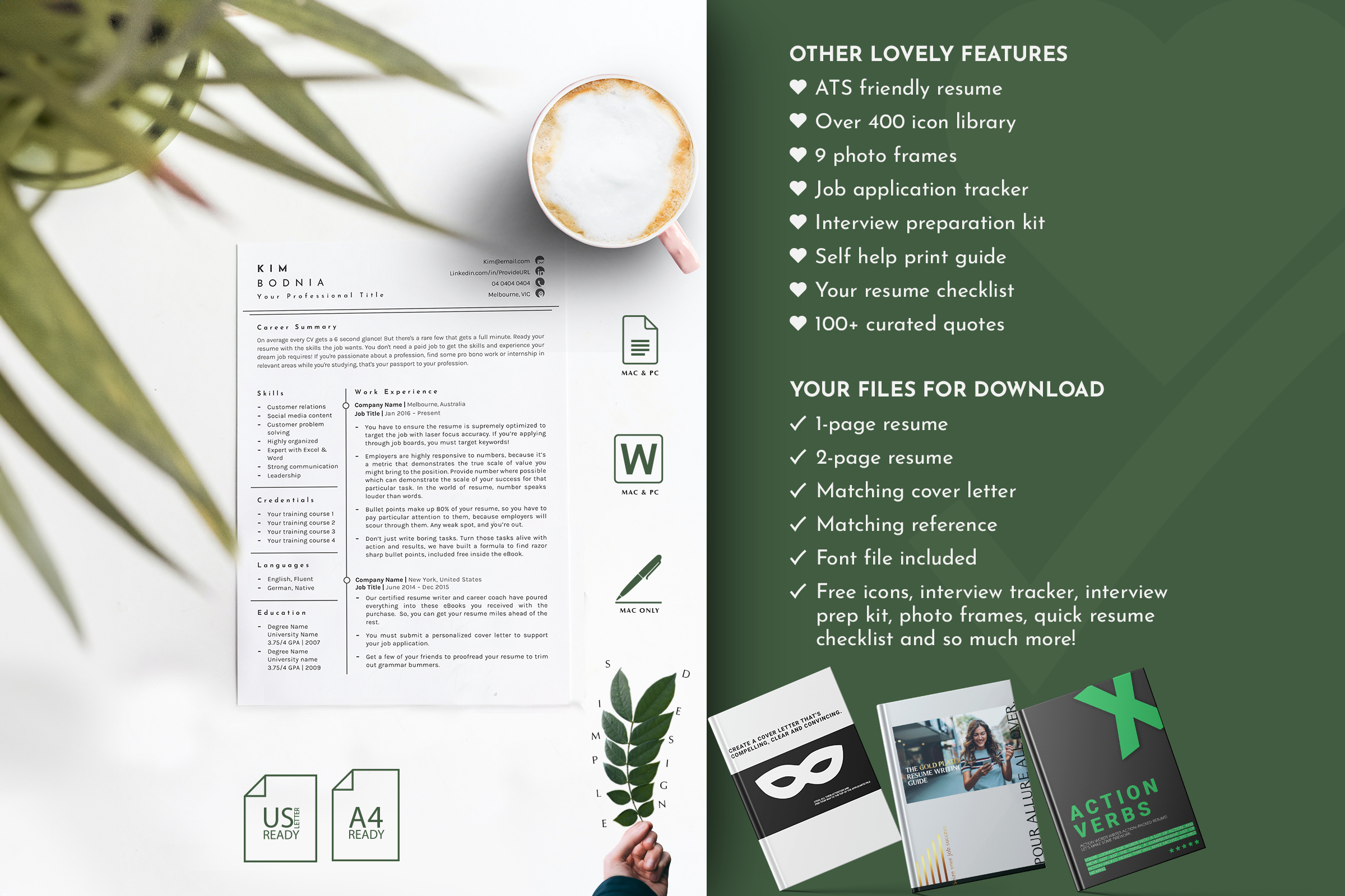 ATS Friendly Resume Template with Cover Letter Ref
