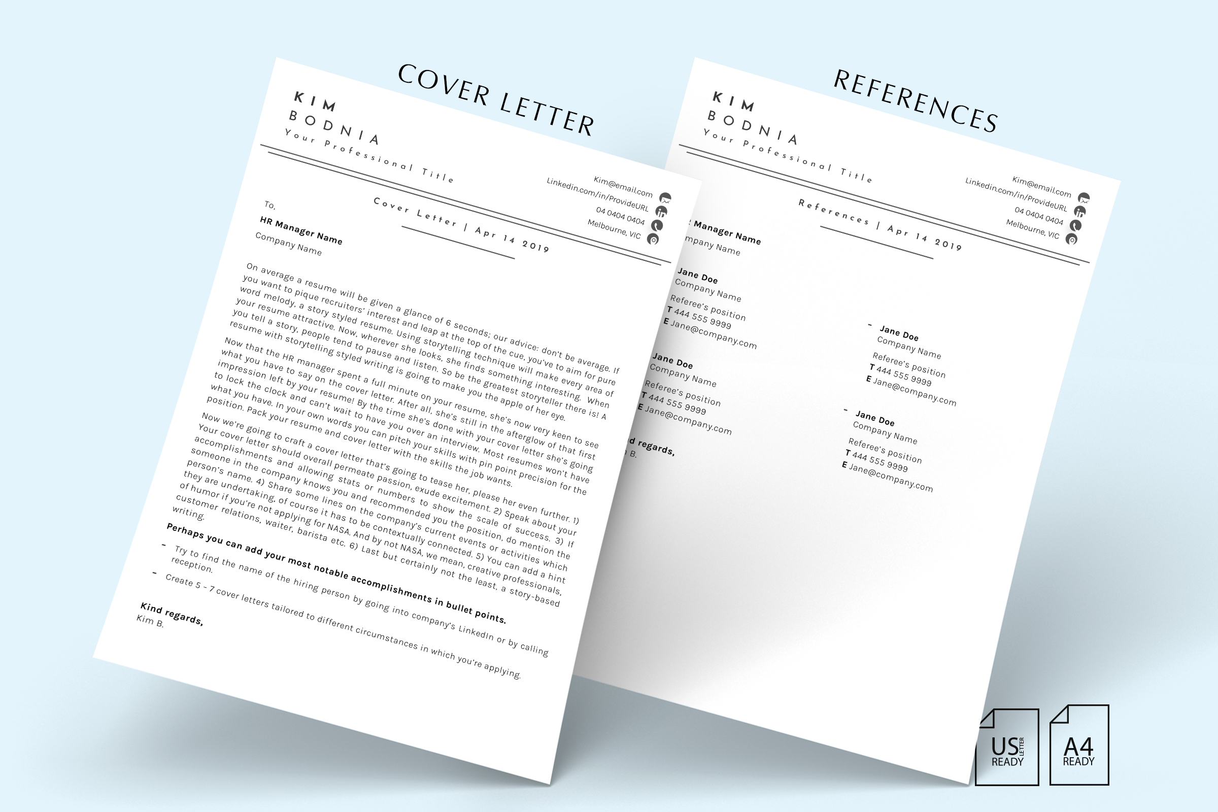 ATS Friendly Resume Template with Cover Letter Ref