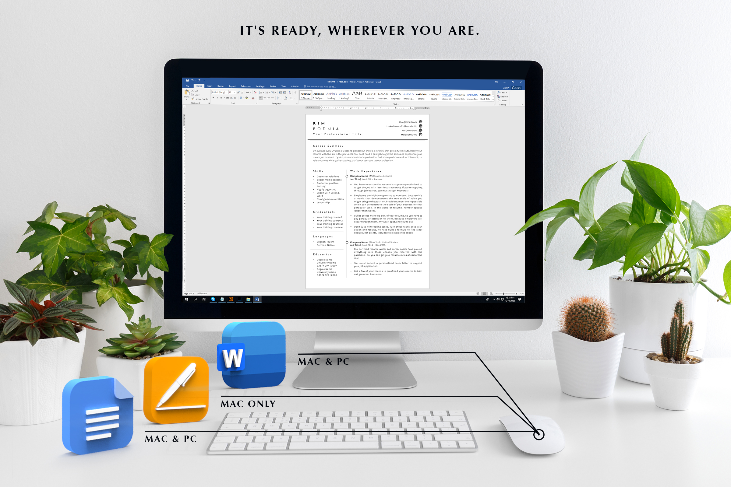 ATS Friendly Resume Template with Cover Letter Ref