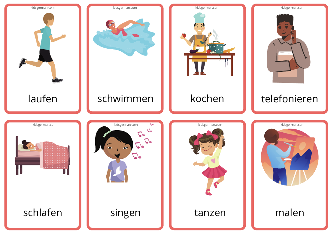 100 German Verbs for Kids - German Flashcards