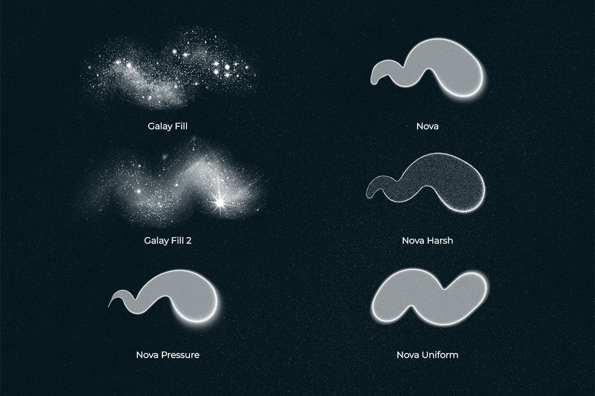 Cosmic spray and grain brushes set for Procreate