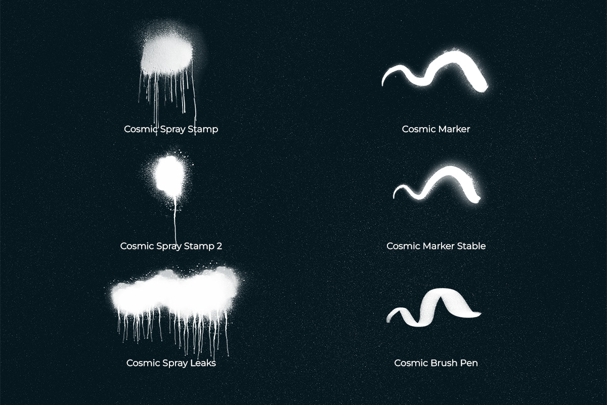 Cosmic spray and grain brushes set for Procreate