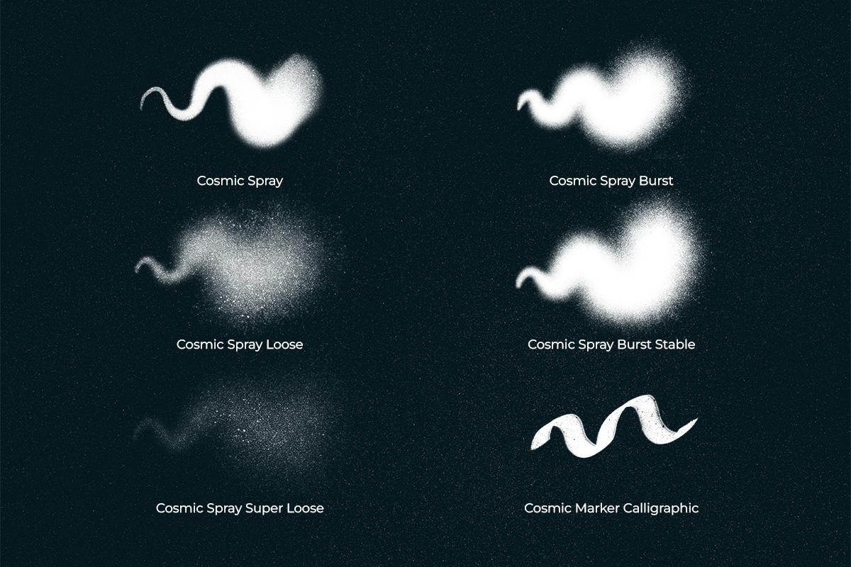 Cosmic spray and grain brushes set for Procreate